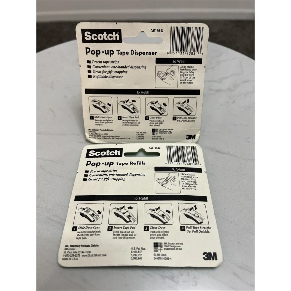 Scotch Pop-Up Tape Refills 3 Pads Total 75 Tape Strips Pop-Up Tape Dispenser (2)